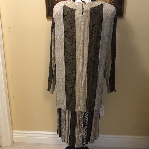 🤎Carole Little 2-Pc Damask Pleated Skirt & beaded neck tunic + infinity sash - Picture 8 of 16